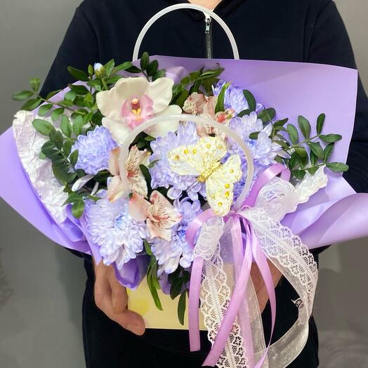 Цветы в коробке 💐Орхидея
