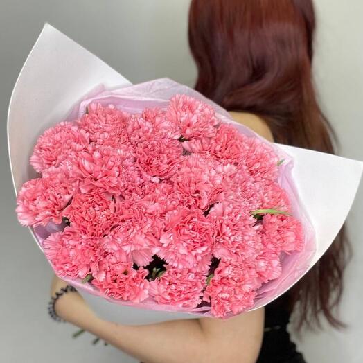 Нежный букет из 25 розовых диантусов 🌸