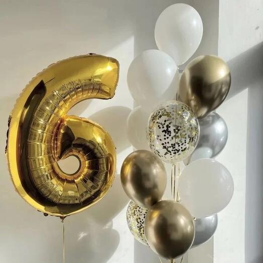 Шары с цифрой набор в день рождения 15шт 💫