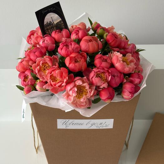 Букет мечта для нее💌 из пионов 35шт