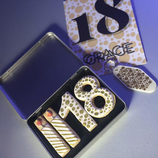 Complete Milestone Birthday Celebration Set | Personalised Cookies, Card   Keychain Bundle | Lucky 8th   Oh You Fancy