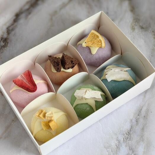 Моти с украшением, набор ассорти 6 разных вкусов в подарок для семьи, подарок маме