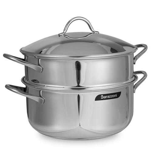 КАСТРЮЛЯ СО ВСТАВКОЙ-ПАРОВАРКОЙ И КРЫШКОЙ BARAZZONI 4,5 Л 24 СМ, СТАЛЬ НЕРЖАВЕЮЩАЯ