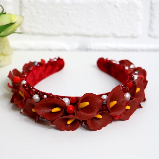 Каллы ободок для волос ручной работы