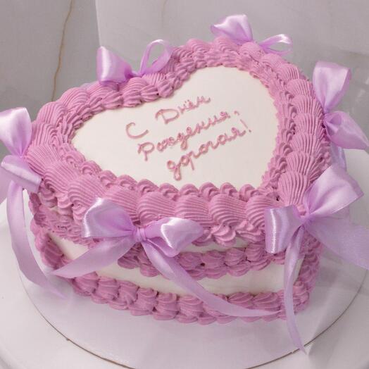 Торт 1кг сердце с лентами