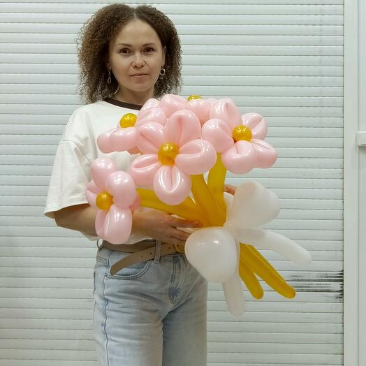 Цветы из шаров "Розовые с золотом"