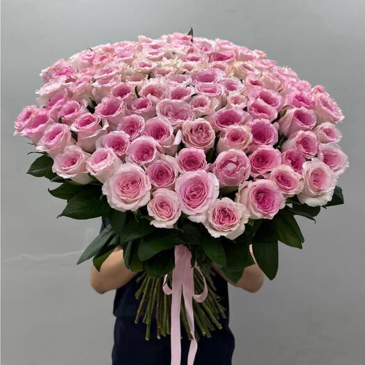 Нежно Розовые Розы 101 шт Мандала