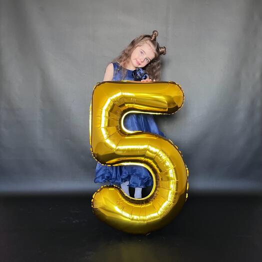 Шар Цифра 5 Золото