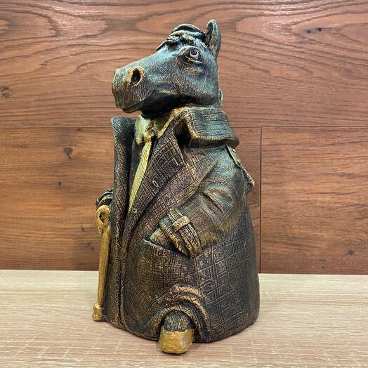 Копилка Символ 2026 Года Конь в пальто гипс бронзовая h=24 см