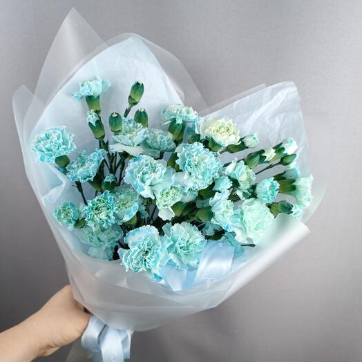 Акция🌸🌸🌸Монобукет нежно-голубых кустовых диантусов