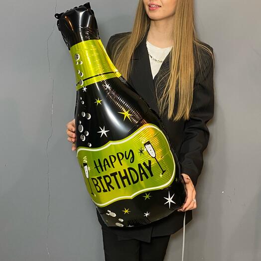Шар в виде шампанского Happy Birthday