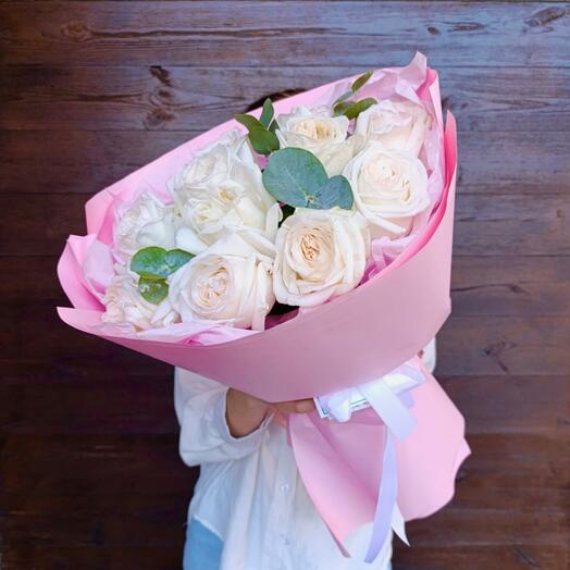 Пионовидные розы 11 шт «Римские каникулы» | Букет пионовидных роз