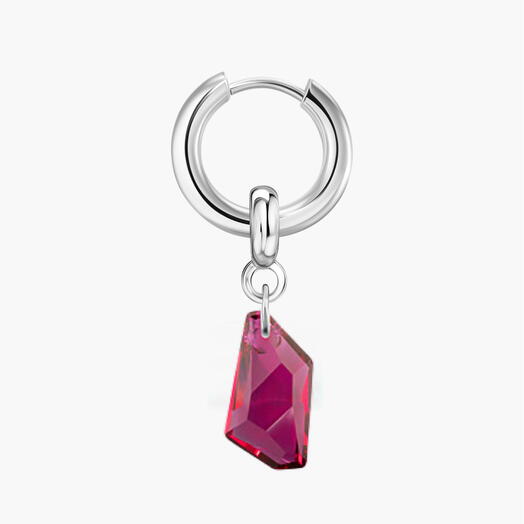 Моносерьга с бордовым кристаллом Swarovski