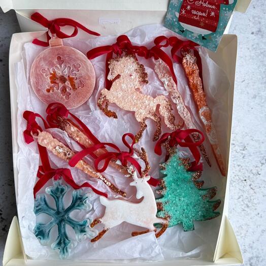 «Зимняя магия" — набор ёлочных игрушек ручной работы