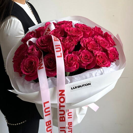 Букет "25 шт малиновых роз"