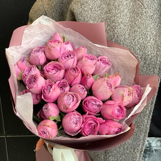 Букет из 9 лавандовых пионовидных роз (кустовые)