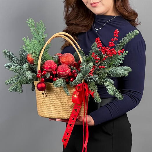 Цветы Букет Art Flowers Карминное Рождество