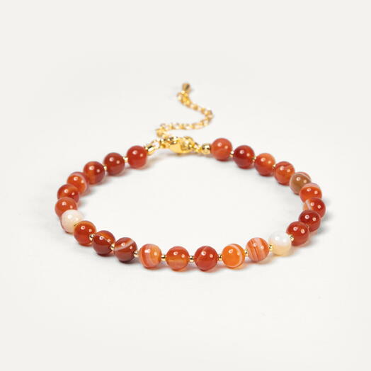Браслет Самшит Сердолик 14K 17 см (BRA1146)