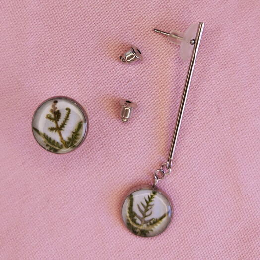 Earrings with fern
