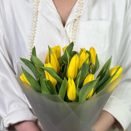 Монобукет из жёлтых тюльпанов  15 шт