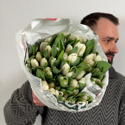 Пачка (50шт) тюльпан белый