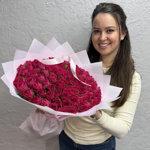 Букет из 101 розовой розы «Аромат любви»
