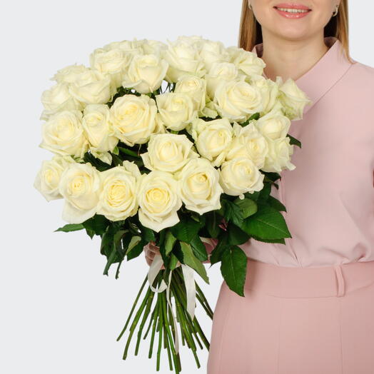Букет из 35 белых роз  60/70 см