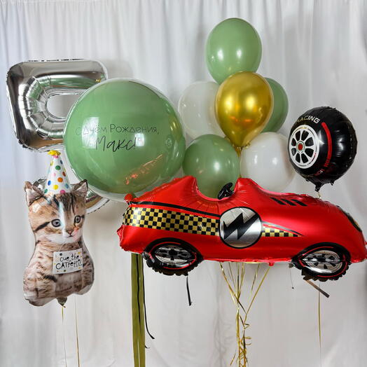 Набор воздушных Шаров для мальчика Баблс (ВАШ ТЕКСТ). Helium balloons for boy (YOUR TEXT) Bubbles