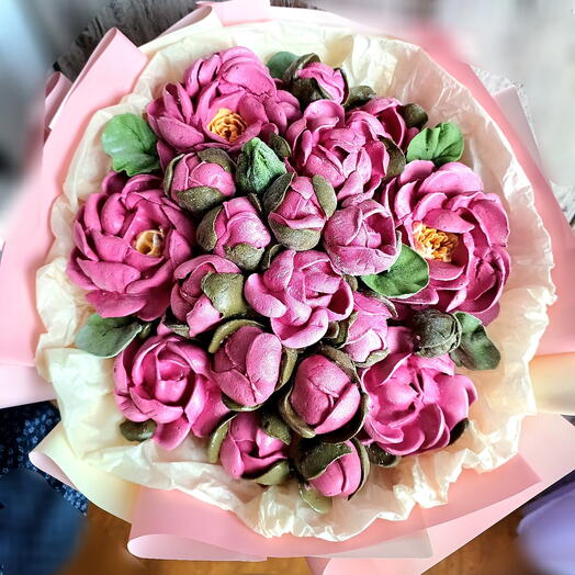 Букет из зефирных пионов