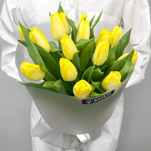 Цветочный букет, Монобукет из желтых тюльпанов 1