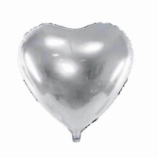 Srebrny balon‑serce z helem