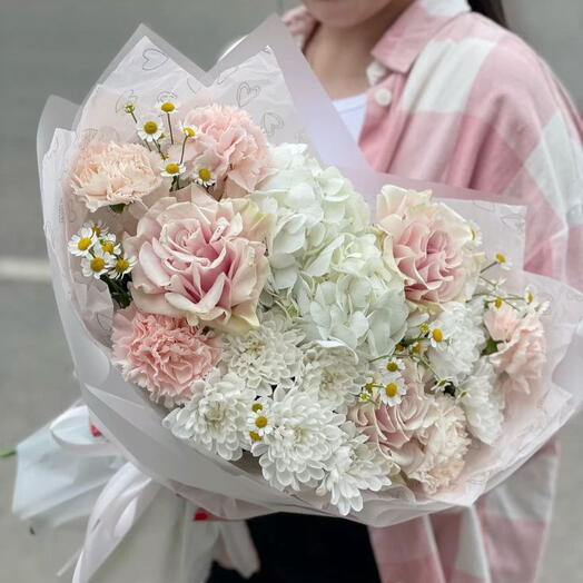 Ажурный бело-розовый букет 💞
