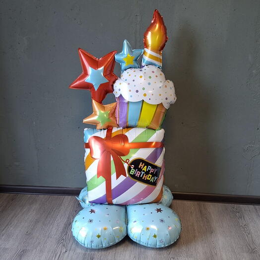 Большой шарик торт "Happy Birthbay"