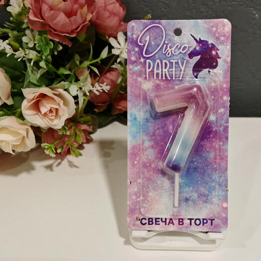 Свеча для торта цифра 7 "Unicorn"