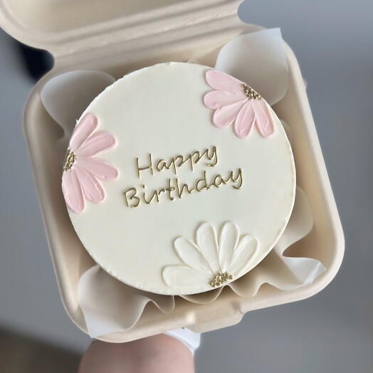 Бенто-торт "Happy birthday" с цветами