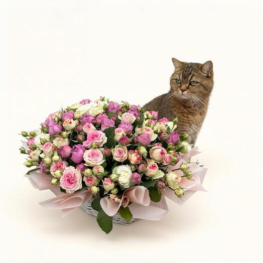 Корзина пионовидных роз🌸