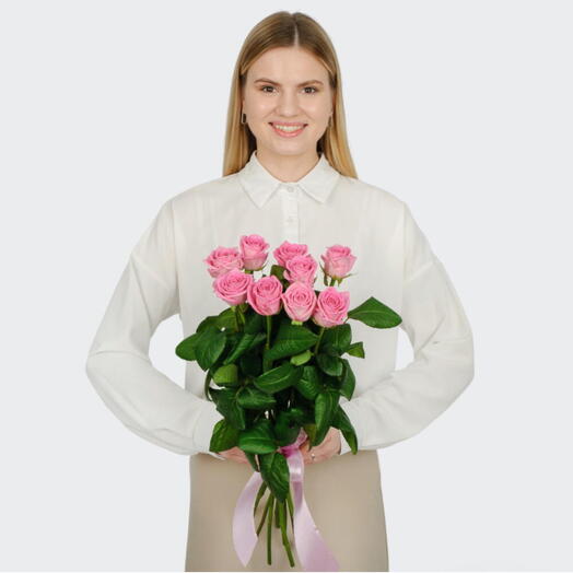 Букет из 9 розовых роз Аква