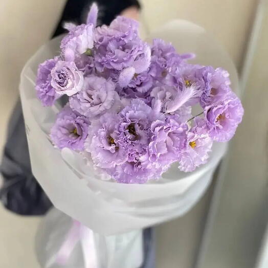 Букет из лавандовой эустомы и лагуруса💜