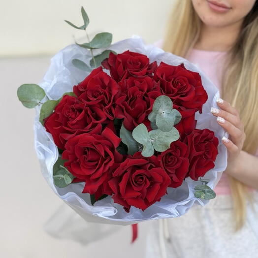 Ажур 🌹 моно букет из 9 шикарных французских роз