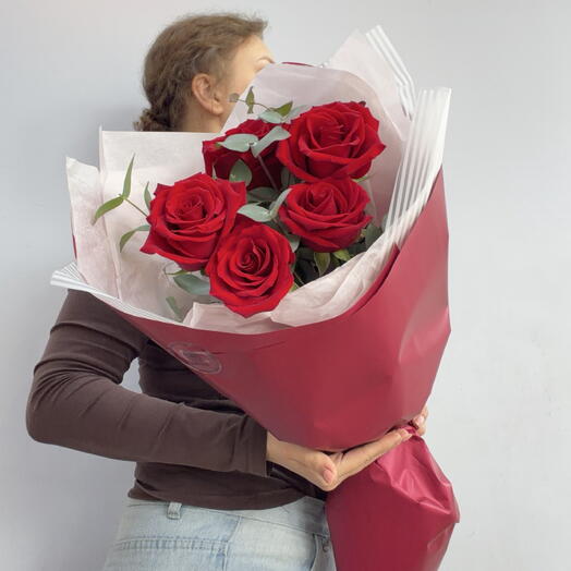 Букет комплимент из бордовых роз ♥️
