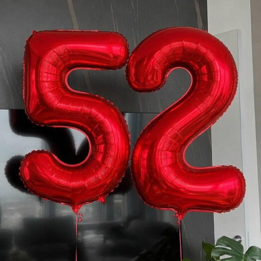 Воздушные шары цифра «52» с гелием