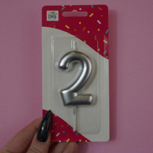 Свеча «2» серебро