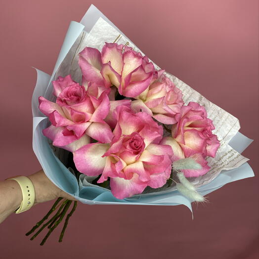 Букет из малиновых французских роз 🌹