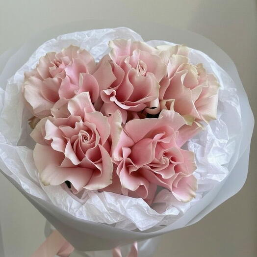 Моно букет из нежных французских роз Пинк Мондиаль🌸