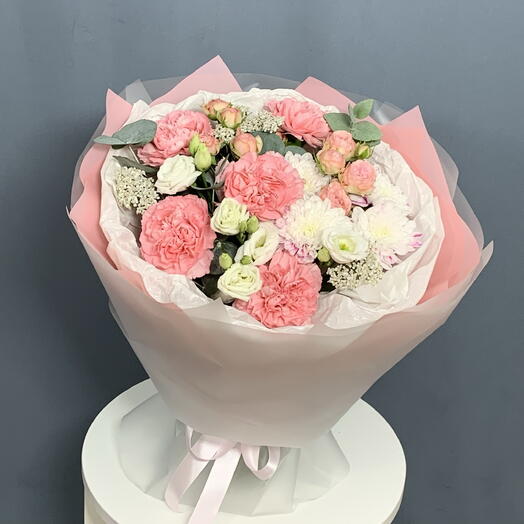 Кустовая Роза пионовидная,диантус Букет🌸