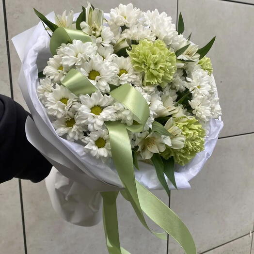 Сочный лайм💚 хризантемы и диантусы