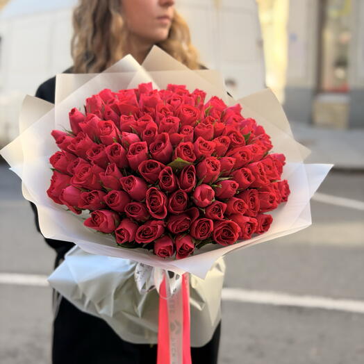 Букет из 101 розовой кенийской розы
