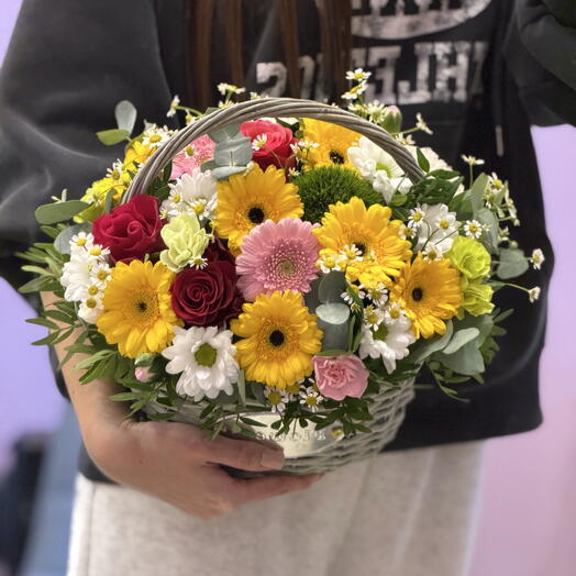 Корзинка с герберами💖💛