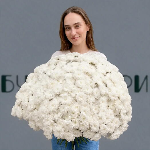 Букет из 75 белых Хризантем
