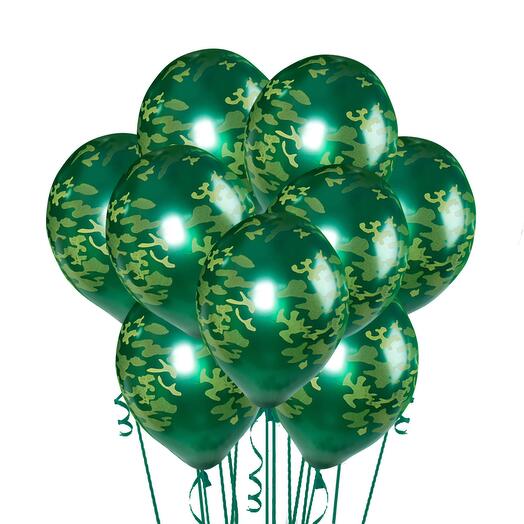 Set of 15 Helium Balloons Camouflage